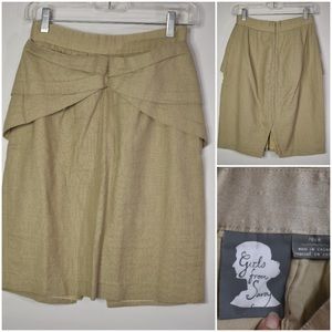 Girls from Savoy Anthropologie Mini Lined Back Zip Linen Blend Skirt Tan 4